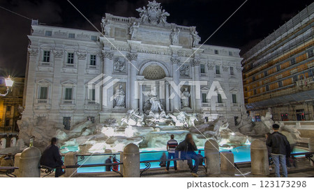 The famous Trevi Fountain at night timelapse hyperlapse. 123173298