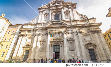 The baroque Church of Saint Ignatius of Loyola at Campus Martius timelapse hyperlapse in Rome, Italy The baroque Church of Saint Ignatius of Loyola at Campus Martius timelapse hyperlapse in Rome, Italy 123173300
