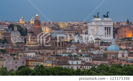 Panoramic view of historic center day to night timelapse of Rome, Italy 123173306