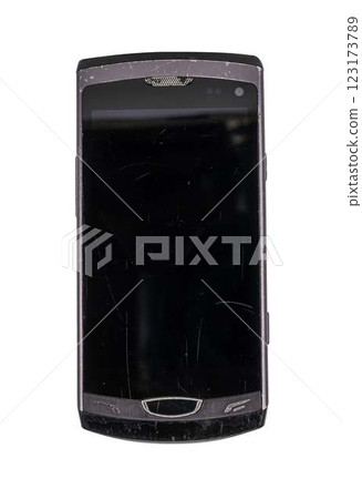 Retro mobile phone with a classic button design on a transparent background. The high resolution and transparent background make it perfect for use in advertising, illustrations, and design projects. 123173789