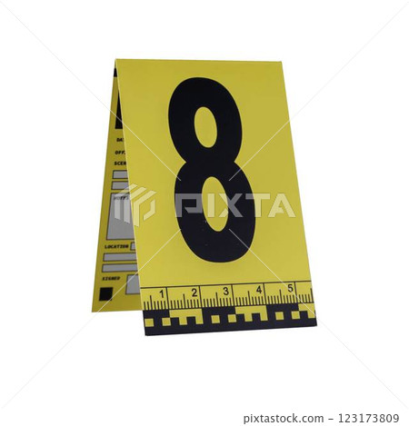 Marker of Crime Scene, Number 8 on transparent background. Marker of Crime Scene, Number 8 on transparent background. 123173809