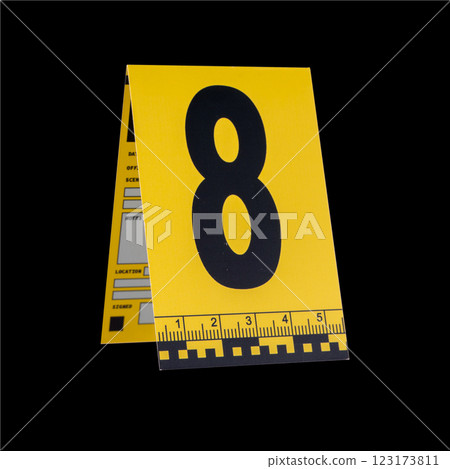 Marker of Crime Scene, Number 10 on a black background Marker of Crime Scene, Number 10 on a black background 123173811