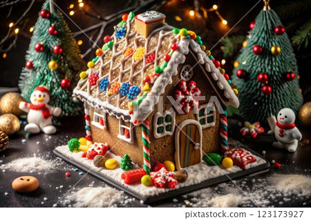 gingerbread house in the snow 123173927