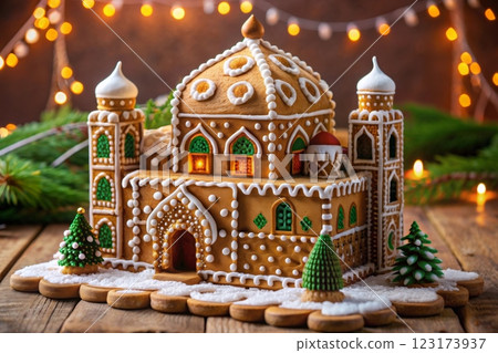 Gingerbread house in arabic style. national holiday 123173937