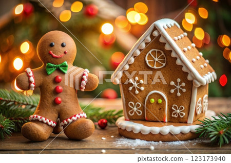 Gingerbread house decorated with colorful candies 123173940