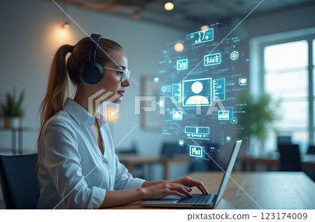 Next-Generation Customer Experience AI-Powered Virtual Assistant Interface in Modern Customer Service Operations Next-Generation Customer Experience AI-Powered Virtual Assistant Interface in Modern Customer Service Operations 123174009