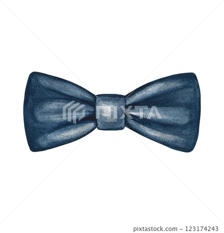 A bow tie. Handmade watercolor illustration. A color image of a men's accessory. Separate from the background. Perfect for posters, postcards and banners, flyers, packages and labels, invitations. A bow tie. Handmade watercolor illustration. A color image of a men's accessory. Separate from the background. Perfect for posters, postcards and banners, flyers, packages and labels, invitations. 123174243