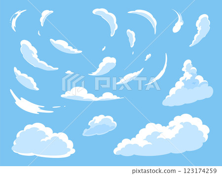 Illustration material set of clouds looking up 123174259