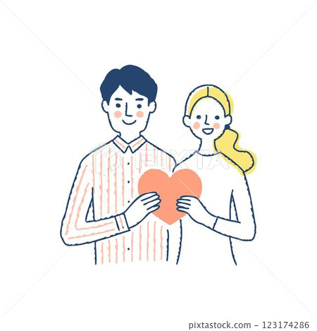 Couple holding a heart together 123174286