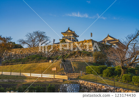 Scenery of Hamamatsu Castle with the castle tower dyed in the setting sun in Hamamatsu City (Shizuoka Prefecture) Scenery of Hamamatsu Castle with the castle tower dyed in the setting sun in Hamamatsu City (Shizuoka Prefecture) 123174430
