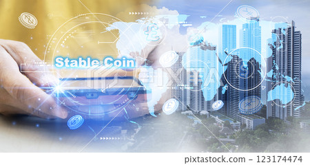 The concept of using stablecoins in the financial system The concept of using stablecoins in the financial system 123174474
