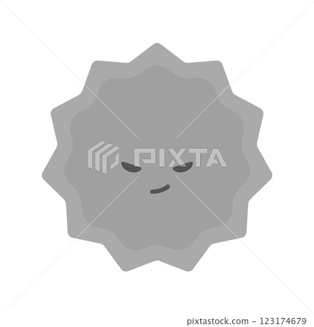 Image material of a grinning grey jagged shape of bacteria, virus, house dust, bad idea 123174679