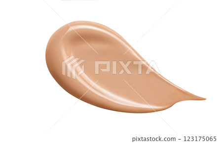 Makeup Liquid foundation stroke isolated on white background. Cosmetic product brush swatch 123175065