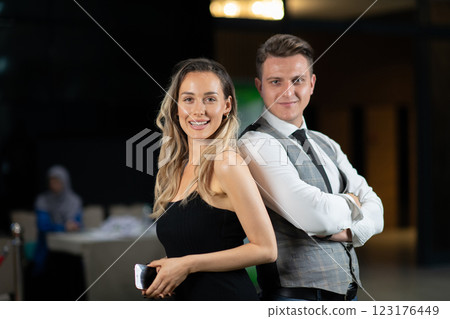 Confident Business Duo Radiating Elegance and Professional Charm. Confident Business Duo Radiating Elegance and Professional Charm. 123176449