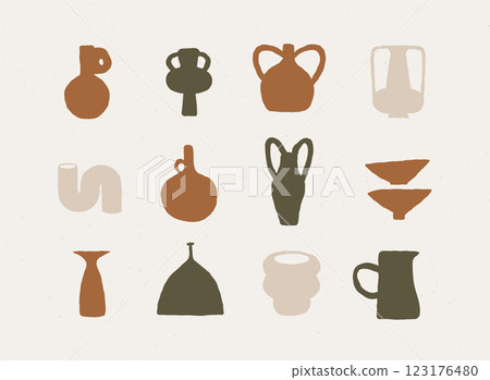 Vases modern art style set light 123176480