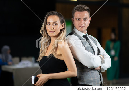 Confident Business Duo Radiating Elegance and Professional Charm. Confident Business Duo Radiating Elegance and Professional Charm. 123176622
