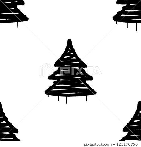 Seamless pattern of sprayed christmas tree with overspray in black over white. Vector illustration template Seamless pattern of sprayed christmas tree with overspray in black over white. Vector illustration template 123176750