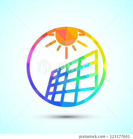 Solar panel icon design illustration, Solar panel power station sign, low poly style 123177681