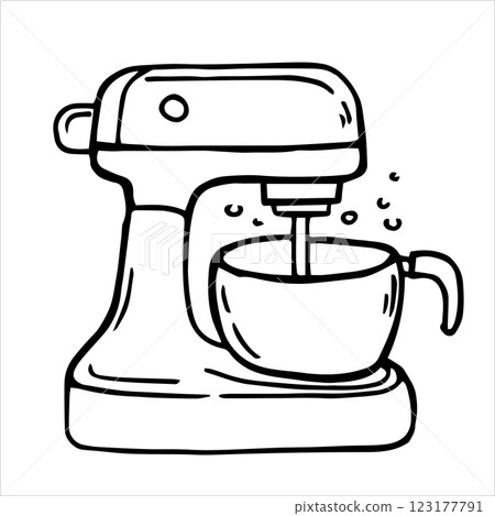 homemade bakery mixer. vector illustration in doodle style 123177791