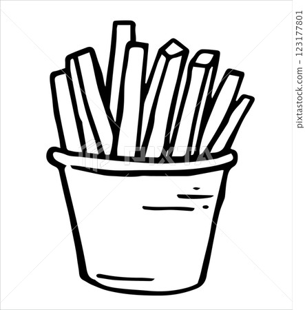 fast food, french fries. vector doodle illustration. 123177801