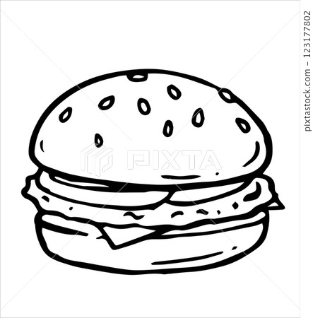 burger vector illustration in doodle style burger vector illustration in doodle style 123177802