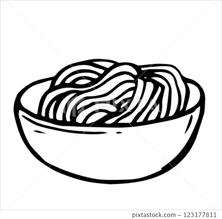 a plate of pasta. vector illustration in doodle style 123177811