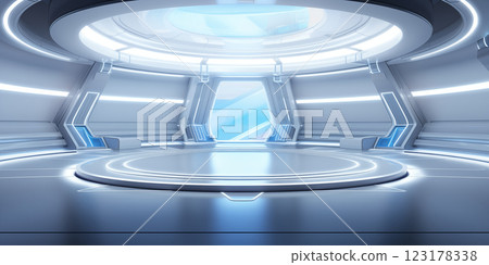 Futuristic showroom, spaceship interior 123178338