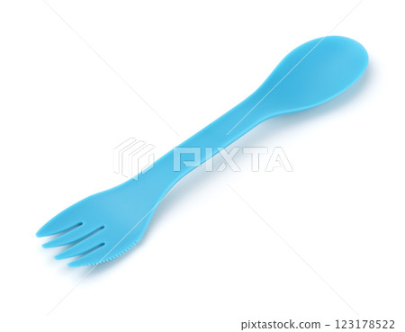 Blue plastic spork 123178522