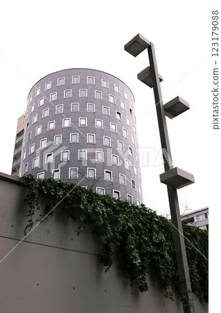 Modern residential building in Donaustadt - Vienna. Low angle view. 123179088