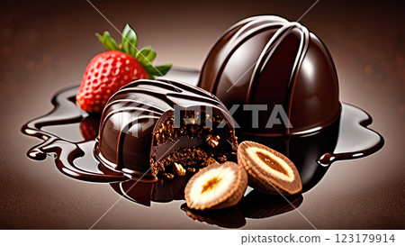 Luxury chocolate and nuts Luxury chocolate and nuts 123179914