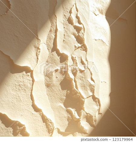 Texture of cracked paint on a sunlit wall showing natural wear over time 123179964