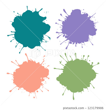 A collection of colorful watercolor splashes with ink splatters. Vibrant abstract paint stains on a white background. A collection of colorful watercolor splashes with ink splatters. Vibrant abstract paint stains on a white background. 123179986