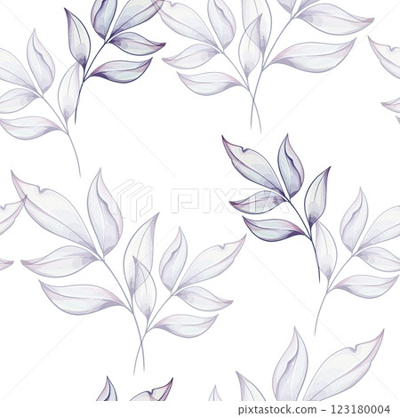 Delicate watercolor leaves in muted tones float gently, evoking a sense of calm and beauty, perfect for nature lovers and artists alike seamless pattern, background 123180004