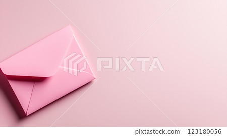 Elegant pink envelope on soft pastel background with empty space for romantic correspondence design 123180056