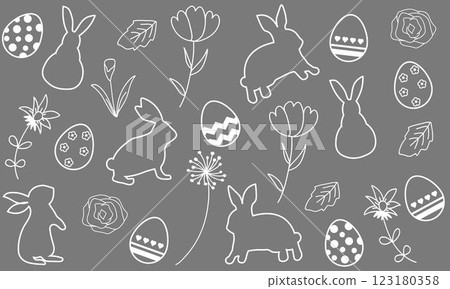 復活節兔子和雞蛋剪影背景單色 123180358