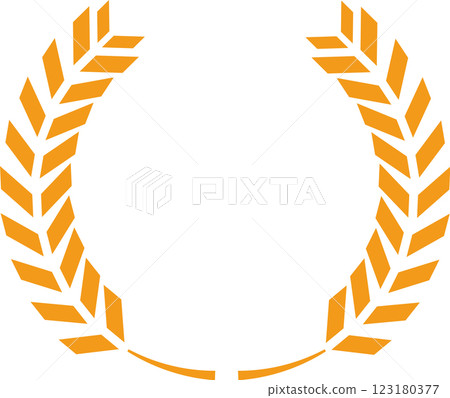 Stylized wheat stalks forming a laurel wreath, symbolizing victory, achievement, and high quality, ideal for logos, awards, and certifications Stylized wheat stalks forming a laurel wreath, symbolizing victory, achievement, and high quality, ideal for logos, awards, and certifications 123180377