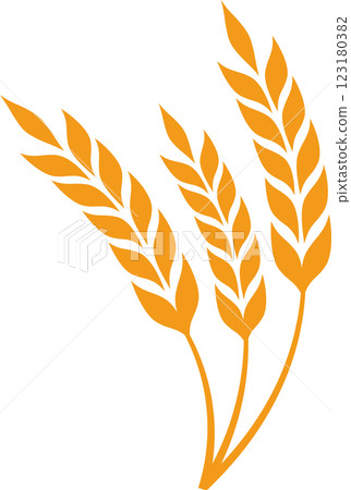 Three stylized wheat stalks creating a simple and elegant design, symbolizing agriculture, farming, and the food industry, while highlighting themes of growth and harvest 123180382