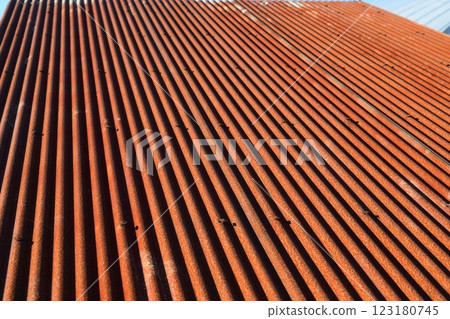Rusty corrugated tin roof Rusty corrugated tin roof 123180745