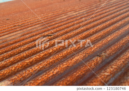 Rusty corrugated tin roof Rusty corrugated tin roof 123180746