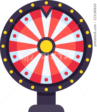 Colorful wheel of fortune spinning and waiting for the winner, gambling and risk concept, vector illustration in flat style on white background 123180816