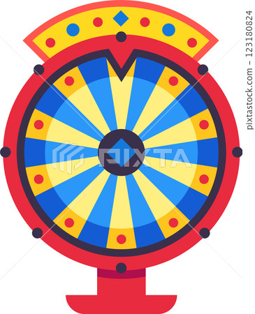 Colorful wheel of fortune is spinning, offering the chance to win exciting prizes, adding a touch of fun and anticipation to any game or event 123180824