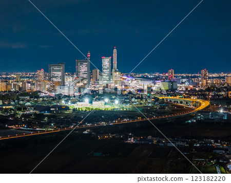 Aerial view of Saitama Prefecture, Saitama New City at night, Saitama City Aerial view of Saitama Prefecture, Saitama New City at night, Saitama City 123182220