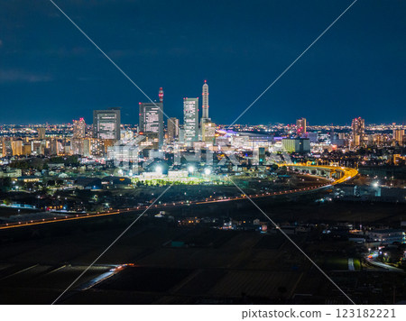 Aerial view of Saitama Prefecture, Saitama New City at night, Saitama City Aerial view of Saitama Prefecture, Saitama New City at night, Saitama City 123182221