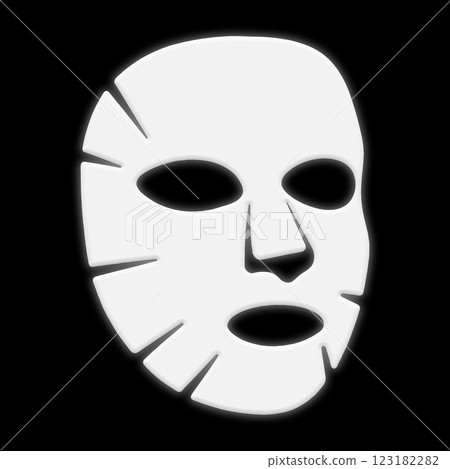 發光的白色化妝品面膜包的輪廓插圖，在黑色背景上剪下來 123182282