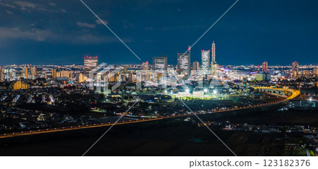 Aerial view of Saitama Prefecture, Saitama New City at night, Saitama City 123182376