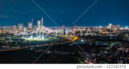 Aerial view of Saitama Prefecture, Saitama New City at night, Saitama City 123182378