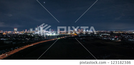 Aerial view of Saitama Prefecture, Saitama New City at night, Saitama City 123182386