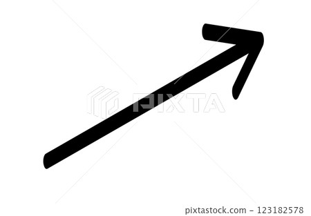A black arrow pointing upwards to the right 123182578