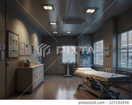 An empty hospital bed 123182648