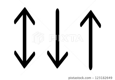 Illustration of black arrows representing up, down, and up and down 123182649
